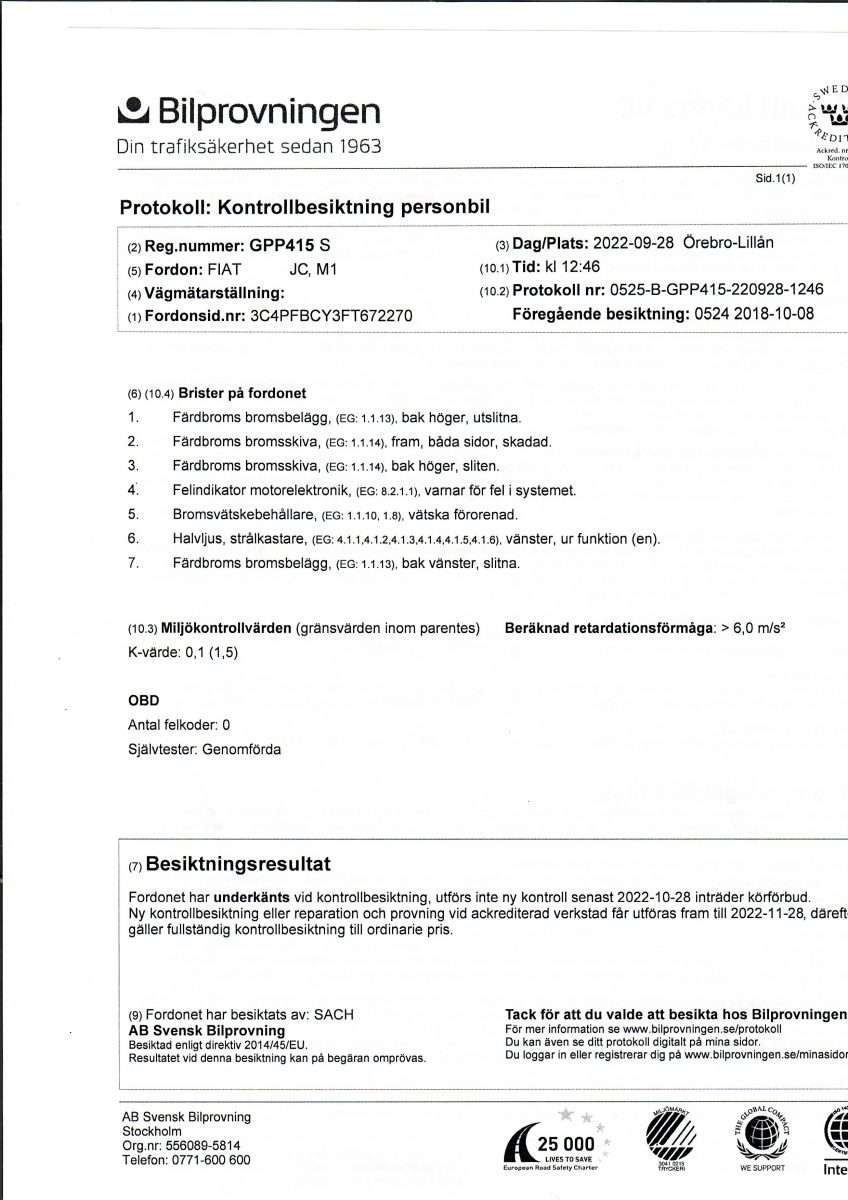 Certificato di Revisione Svezia