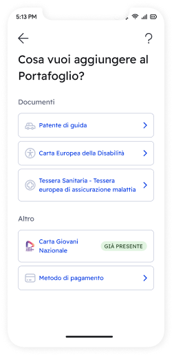 Portafoglio digitale dell'App IO