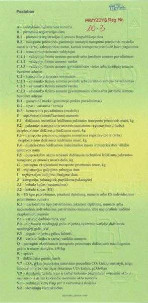 Carta di Circolazione - Lituania - Registracijos Liudijimas - 2024 - Retro